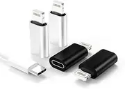 4Pack USB C Female to Lightning Male Adapter for iPhone 7/8/X/XR/XS/SE/Plus/Pro Max Ipad Air Mini Type Compatible with Charging Support Data Transmission Connect Fast Charger Connector Cable Converter