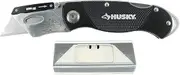 Husky 21113 Folding Sure-Grip Lock Back Utility Knife w/10 Disposable Blades Included (Colors Vary)