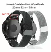 Milanese Watch Band Strap Quick Fit For Garmin Fenix 5 5X Plus 6 6X Pro 7 7X 3HR