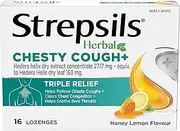 Strepsils Herbal Chesty Cough+ Triple Relief Honey Lemon Lozenges (Pack of 16)