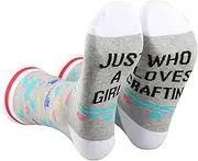 [AATOP] 2 Pairs Crafting Socks Crafting Inspired Gift Happy Crafter gift Craft Lover Socks Just A Girl Who Loves Crafting, LOVES CRAFTING s 2, One size