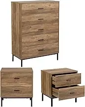 Merryluk Bedroom Sets Bronx Chest of 5 Drawers and 2 Bedside Tables Bundle for Living Room, Bedroom