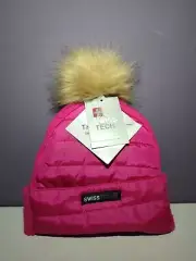 Swiss Tech Girls Thinsulate Lined Knit Cap with Faux Fur Pom, Size L , XL