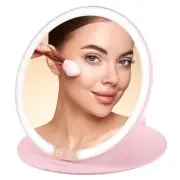 Vanity Mirror with Lights and Removable 10X mirror,extendable travel Pink