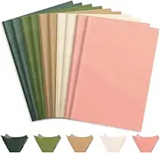 Whaline 100 Sheets Pink Green Tissue Paper Brown White Gift Wrapping Paper Decorative Art Paper for Birthday Baby Shower Party DIY Crafts, 14 x 20 Inch