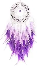 Donko Purple Dream Catcher Wall Decor Feather Dream Catchers with Crystal Pendant Handmade Dreamcatcher Wall Hanging Ornament Art Craft for Bedroom Living Room Home Decor
