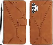 Compatible with Samsung Galaxy A73 5G Case,Compatible with Samsung Galaxy A73 5G Kickstand Flip Card Slot Magnetic Closure Phone Cover Brown