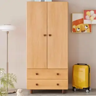 【橙家居·家具】艾勒系列B款0.8米兩抽兩門衣櫃 AL-E2041(售完採預購 衣櫥 衣服收納櫃 實木櫃子 衣架)