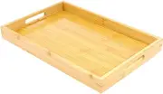 AwObEpl Bamboo Serving Tray with Handles Modern Serving Trays Platter Solid Bamboo Rectangle Decor Platter Ergonomic Breakfast Tray for Breakfast in Bed (38 * 25 * 4cm)