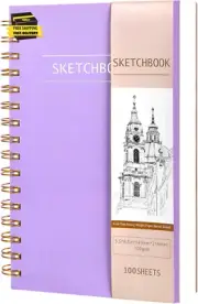 100 Sheets Small Sketchbook for Drawing, Hardcover Spiral Bound Sketch Pad 5.5 X