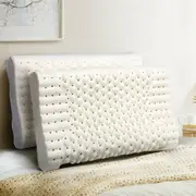 Mona Bedding 2x Natural Latex Pillow w Cover Medium Feel Standard 3 Zone Contour Profile Support