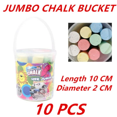 10 x Jumbo Coloured Chalk Chalks School Teaching Board Bucket Colour Drawing Art