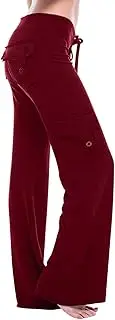 Women's Cargo Yoga Pants High Waist Wide Leg Hiking Athletic Sweatpants Baggy Bootcut Trousers with Multi Pockets