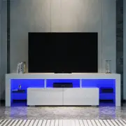1600mm 16 Colors LED TV Entertainment Storage Unit White with 2 Horizontal Drawers