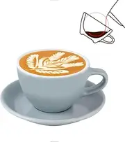 [watchget] Porcelain Latte Cup and Saucer - 9.5oz Ceramic Latte Art Mug for Cappuccino, Tea, Latte, Cafe Mocha, Light Grey