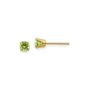 Finest Gold 4 mm 14K Yellow Gold August Peridot Post Earrings, Pair