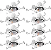 LUMINOSUM 4 Inch New Construction Recessed Can, Air Tight IC Housing, with TP24 Connector and E26 Socket, UL-Listed, 8-Pack