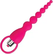 Vibrating Anal Beads Plug Booty Bliss Waterproof Silicone Butt Plug with Removable Bullet Vibrator 7.75” Total Length, 6” Insertable (Pink)