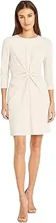 [Donna Morgan] Sleek and Simple 3/4 Sleeve Shift Center Ruching Flattering Detail | Work Dress for Women