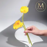 在飛比找momo購物網優惠-【Floral M】謬思女神黃色罌粟花仿真花花材 （5入組）