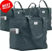 Heavy Duty Reusable Grocery Bags - 100% Cotton 12Oz Canvas Grocery Bags with Han