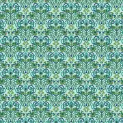 Peacock Symphony: Feather Medallion Light Turquoise Cotton Fabric 110cm wide