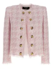 [Balmain] Balmain-Bouclé Blazer Blazers Rosa-Donna 34FR