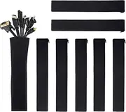JOTO Cable Management Sleeve, Cord Management System for TV/Computer/Home Entertainment, 19-20 inch Flexible Cable Sleeve Wrap Cover Organizer, 8 Piece -Black
