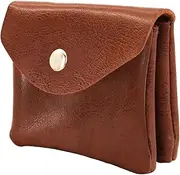 [AdiStylinno] Coin Purse, Portable PU Leather Purse Bifold Mini Change Wallet with Snap Zipper Change Purses Fashion Coin Pouch for Women Men, Brown, Minimalist
