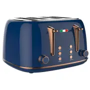 Vintage Electric 4 Slice Toaster Copper Blue Stainless Steel 1650W Not Delonghi