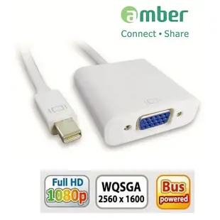 【amber】mini DisplayPort/mini DP轉VGA訊號轉換器/線材（Thunderbolt轉VGA)