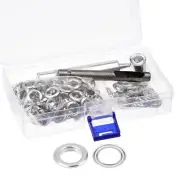 Grommet Kit 100 Sets Copper Eyelets with 3pcs Tools, 8mm Inside Dia. Silver Tone