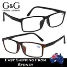 Mens Fashion Reading Glasses Black Tortoise Frames Rectangular Lens Spring Hinge