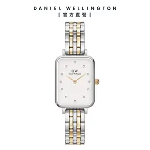 Daniel Wellington 手錶 Quadro Lumine 20X26 星辰珠寶式雙色錶鏈-白錶盤(DW00100625)