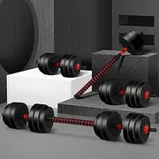 BLACK LORD 40KG Dumbbell Barbell Set 4-in-1 Standard Weight Plates with Connecting Rod Exercise & Fitness Equipment for Home Gym Body Workouts Strength Training
