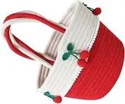 Rope Cherry Basket Storage Organizer Small Rope Baskets with Cherries Woven Basket Bin Nursery Laundry Basket Cooler Bag Foldable Storage Throw Blanket The Tote Bag Cotton Rope