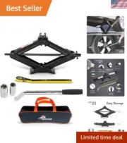 Car Jack Kit Scissor Jack 1.5 Ton Tire Tool Portable Storage Ideal for SUVs