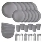 EI 42pcs Wheat Straw Dinnerware Set,Reusable Plastic Plates Unbreakable,Plate...