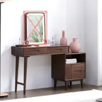 在飛比找momo購物網優惠-【橙家居·家具】貝里系列胡桃色無鏡子款梳妝桌 BL-F805