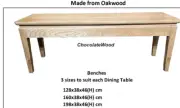 HENRI SOLID OAKWOOD DINING BENCH OAK WOOD TIMBER 160x38x46CM.