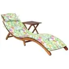 vidaXL Garden Sun Lounger with Table and Cushion Solid Acacia Wood BMG