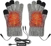 [Generic] Heating Gloves,Heated Warmer USB Plug-in Touchscreen Gloves | Windproof Cold Weather Gloves 3 Temperature Settings, Heated Typing Gloves for Women, Kids, Hunting, Camping