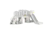 8in1 Kids Slide Set Ladder Steps Indoor Playground Basketball Hoop Activity Centre Play Climber Telescope Ring Toss Game Tunnel Outdoor Toys Playset