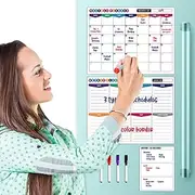 3 Packs Dry Erase Fridge Calendar with 17x13 Inch Magnetic Fridge Calendar and Weekly Planner, 7x9 Inch Daily Organizer, Premium Whiteboard Calendar Set for Refrigerator