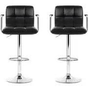 Artiss Black Gaslift Swivel Barstool with Arm Rests 2 Pack New