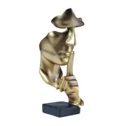 THINKER STATUE SILENCE IS GOLD ABSTRACT ART FIGURINE MODERN HOME RESIN SCULPTURE