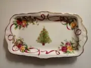 Royal Albert "Old Country Roses"Christma Tree Sandwich Tray. Boxed.