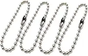 COHEALI Adjustable Long Bead Connector Clasp Keychain Tag Rings Metal Bead Steel Chain Silver for Custom Lengths for Dog Tags Pendant Necklaces