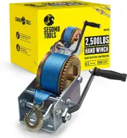 Heavy Duty 2500 Pound Manual Hand Winch, Two Way Ratchet Winch with 32.2 Foot Lo