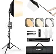 EMART Softbox Set Photo Studio, 40 x 40 cm Softbox 85 W LED Photo Light with 165 cm Tripod, Professional Softbox Photography Lighting Set for Studio Lights, Portrait, Video Recording (1 Pack)